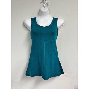 Woman's Teal Anue Yoga Athletic Back Slit Stretch Tank Top Size Small
